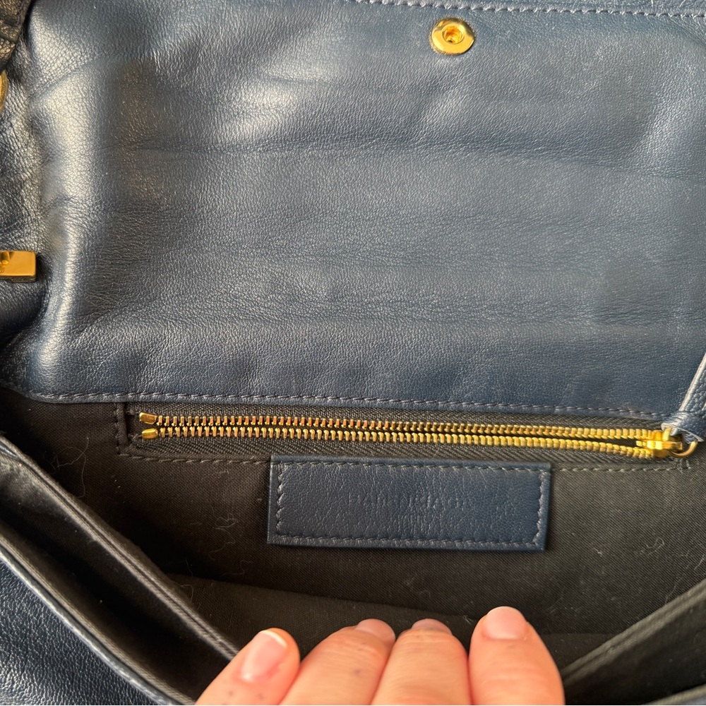 Balenciaga Black Leather Clutch with Gold Hardware ! Authentic - Picture 2 of 13